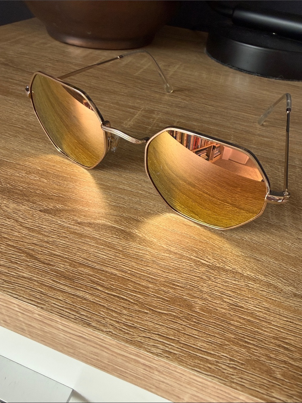 Women’s FRYE Gold Frame Sunglasses with Orange-Mirror Lenses